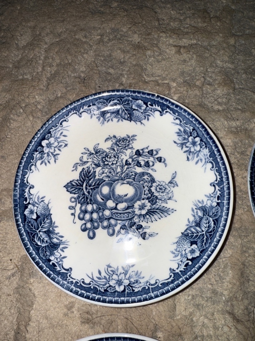 “ Blue Vintage “ Pattern Floral Fruit Dessert Plates - Set of 4 - Japan - Picture 11 of 13